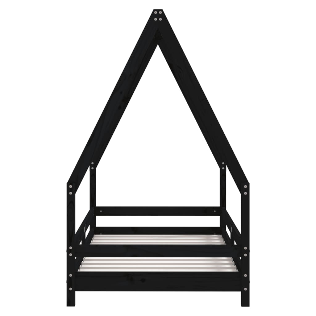 Kinderbedframe 80x160 cm massief grenenhout zwart
