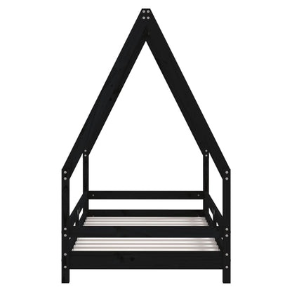 Kinderbedframe 80x160 cm massief grenenhout zwart