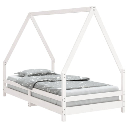 Kinderbedframe 90x190 cm massief grenenhout wit