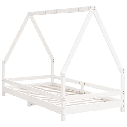 Kinderbedframe 90x190 cm massief grenenhout wit