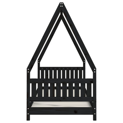 Kinderbedframe 80x200 cm massief grenenhout zwart