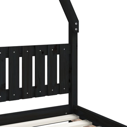 Kinderbedframe 90x200 cm massief grenenhout zwart