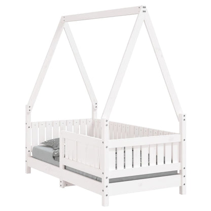 Kinderbedframe 70x140 cm massief grenenhout wit