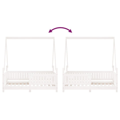 Kinderbedframe 70x140 cm massief grenenhout wit