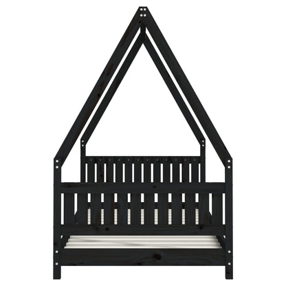 Kinderbedframe 90x190 cm massief grenenhout zwart