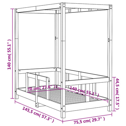 Kinderbedframe 70x140 cm massief grenenhout