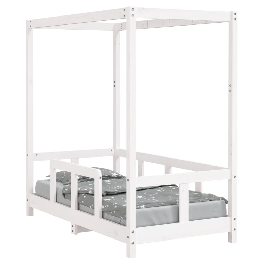 Kinderbedframe 70x140 cm massief grenenhout wit