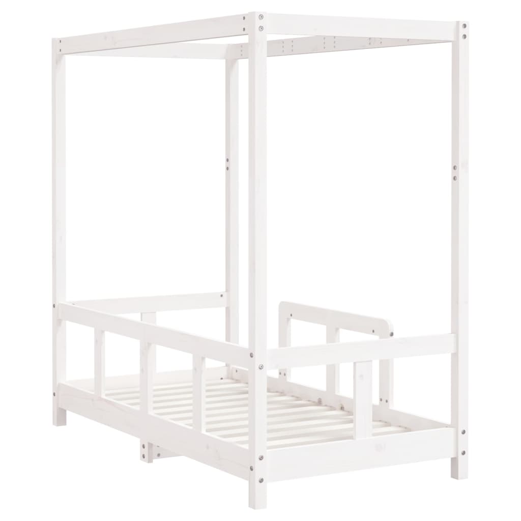 Kinderbedframe 70x140 cm massief grenenhout wit