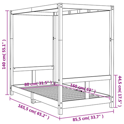 Kinderbedframe 80x160 cm massief grenenhout wit