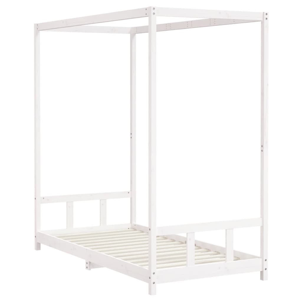 Kinderbedframe 90x190 cm massief grenenhout wit