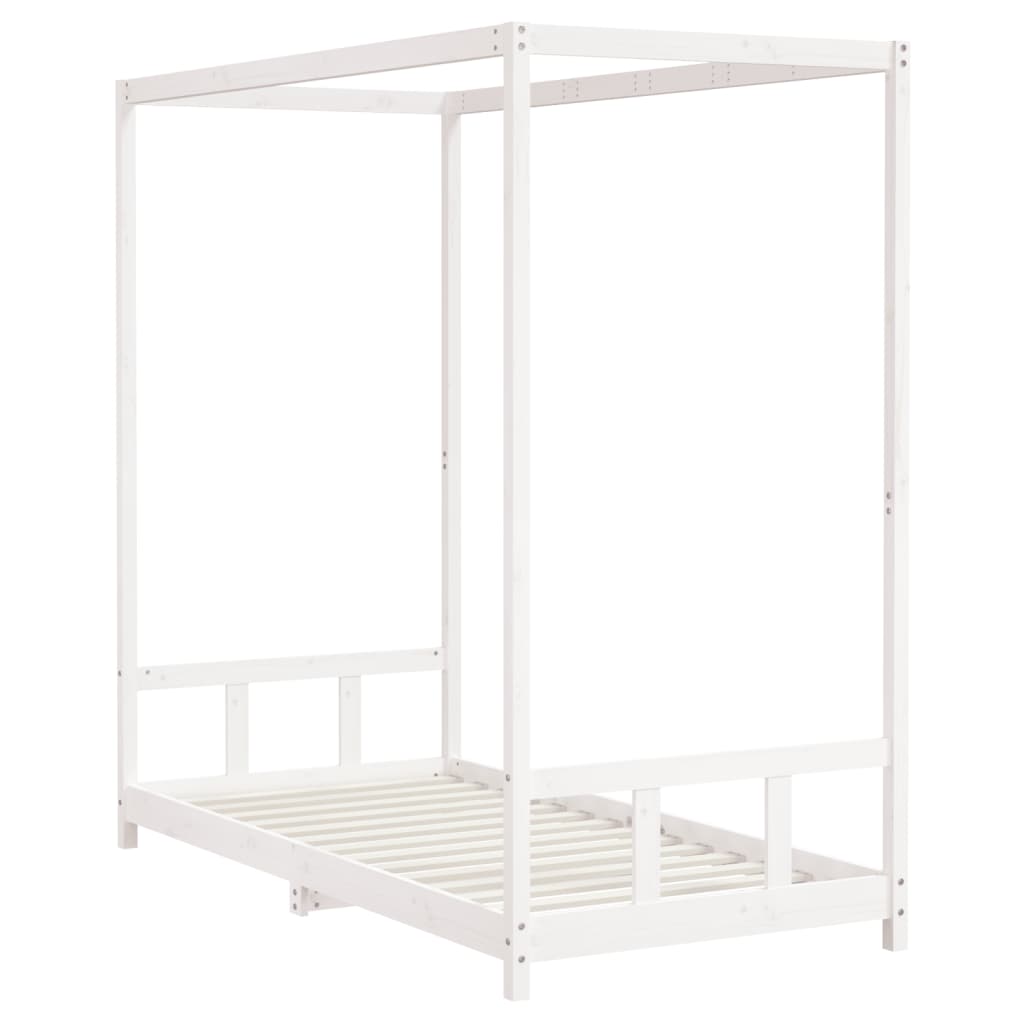 Kinderbedframe 90x190 cm massief grenenhout wit