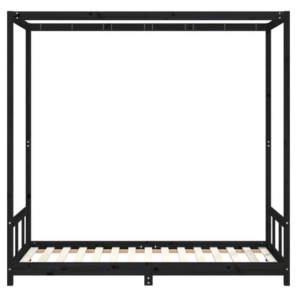 Kinderbedframe 90x190 cm massief grenenhout zwart
