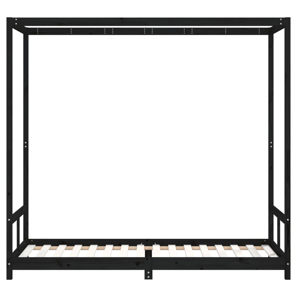 Kinderbedframe 80x200 cm massief grenenhout zwart