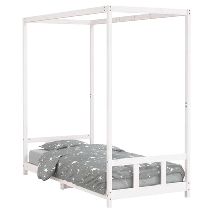 Kinderbedframe 90x200 cm massief grenenhout wit