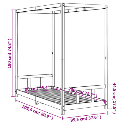 Kinderbedframe 90x200 cm massief grenenhout wit