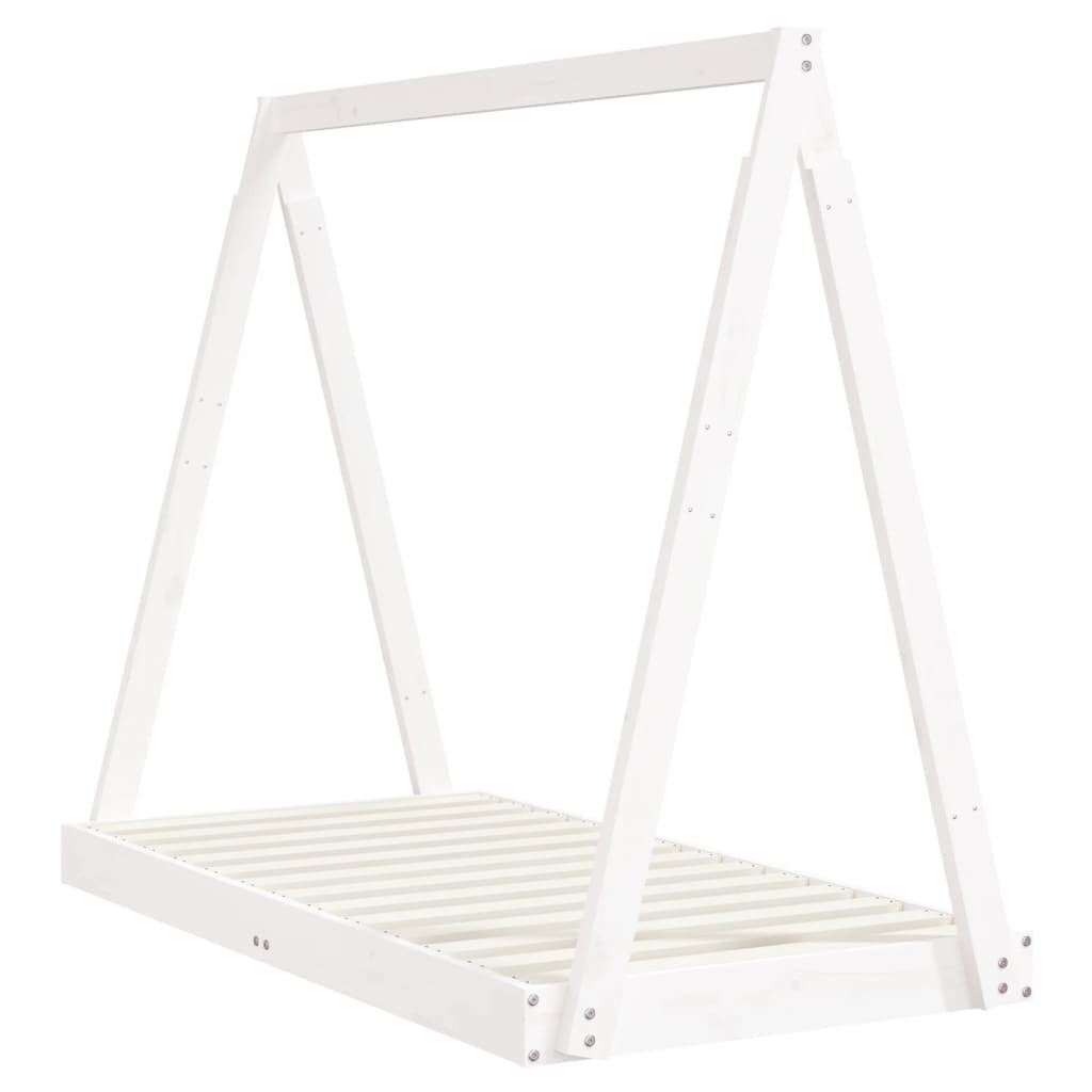 Kinderbedframe 70x140 cm massief grenenhout wit