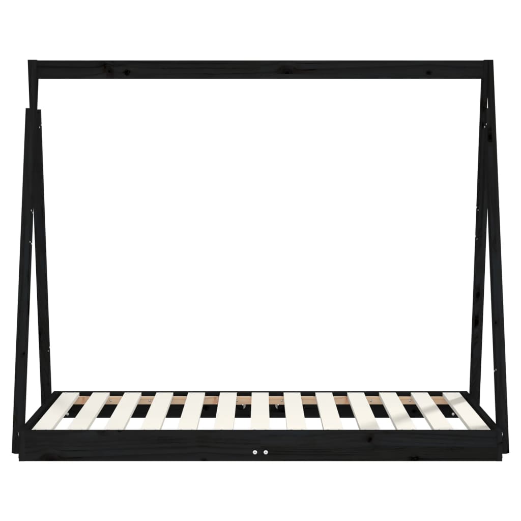 Kinderbedframe 70x140 cm massief grenenhout zwart