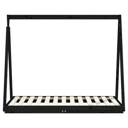 Kinderbedframe 70x140 cm massief grenenhout zwart