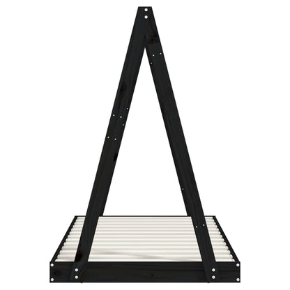 Kinderbedframe 80x160 cm massief grenenhout zwart