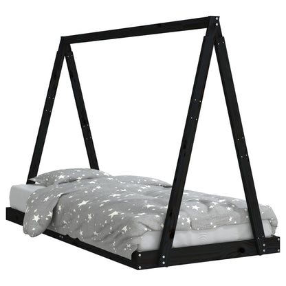 Kinderbedframe 90x190 cm massief grenenhout zwart