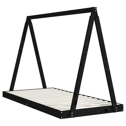 Kinderbedframe 90x190 cm massief grenenhout zwart