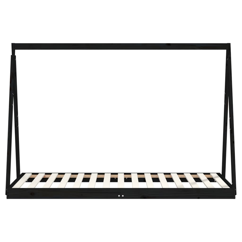 Kinderbedframe 90x190 cm massief grenenhout zwart
