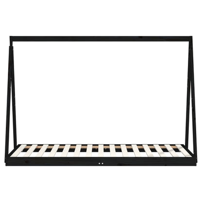 Kinderbedframe 90x190 cm massief grenenhout zwart