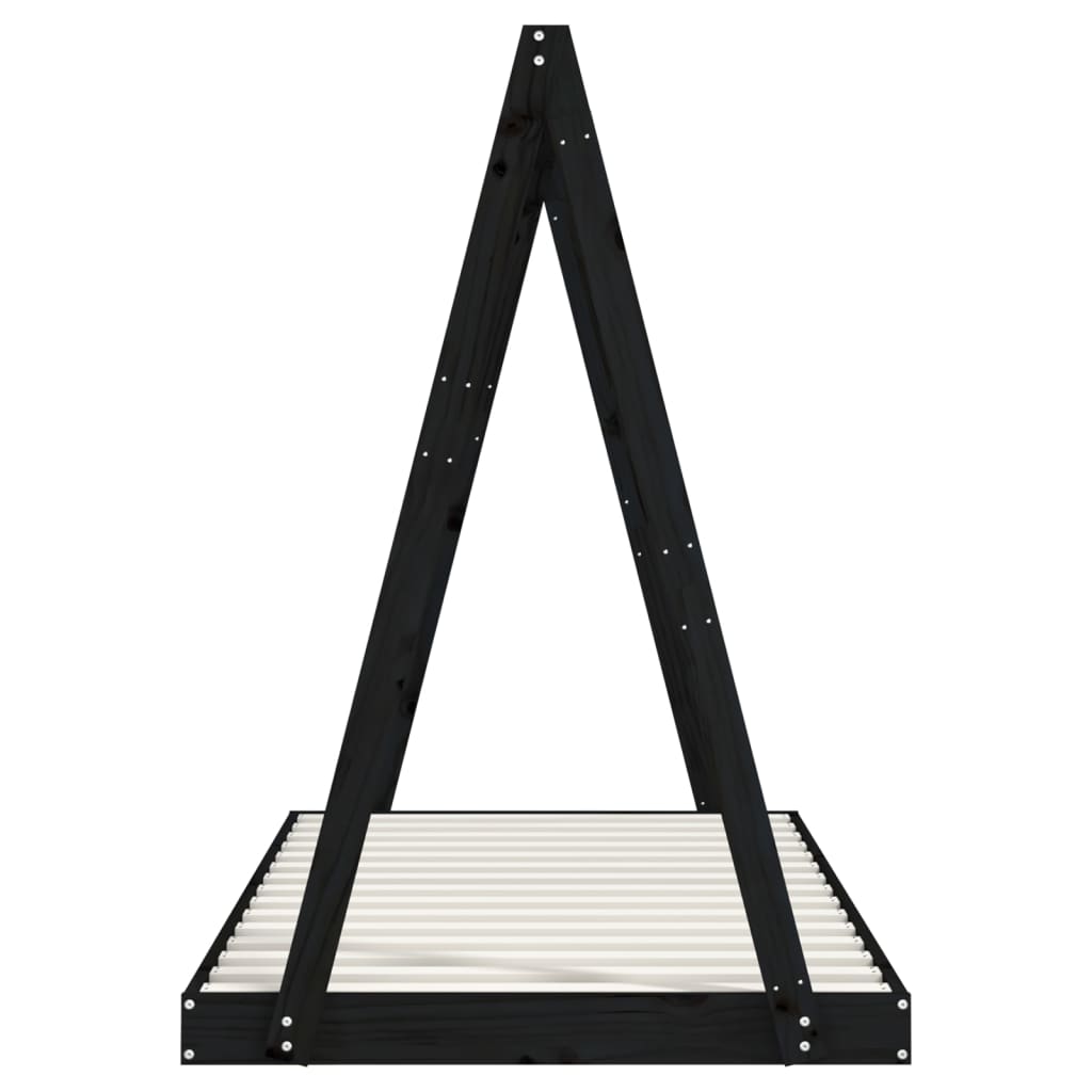 Kinderbedframe 90x190 cm massief grenenhout zwart