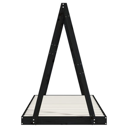 Kinderbedframe 90x190 cm massief grenenhout zwart