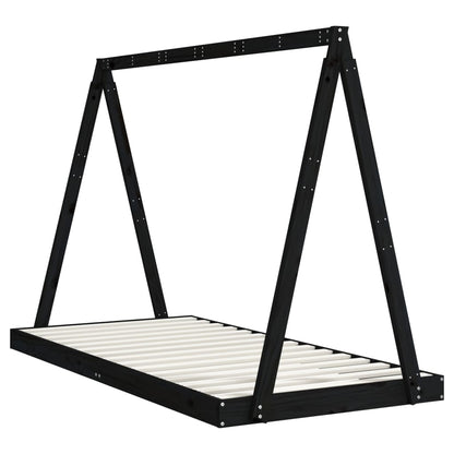 Kinderbedframe 90x190 cm massief grenenhout zwart