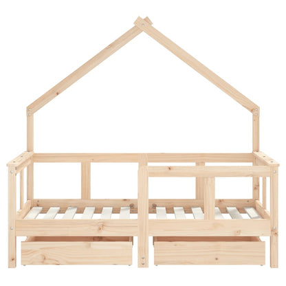 Kinderbedframe met lades 70x140 cm massief grenenhout