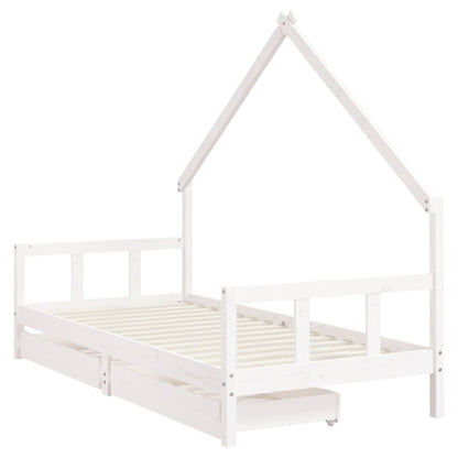 Kinderbedframe met lades 90x190 cm massief grenenhout wit