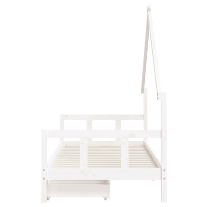 Kinderbedframe met lades 90x190 cm massief grenenhout wit