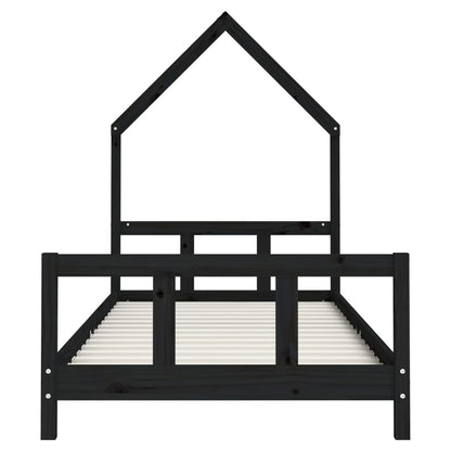 Kinderbedframe 90x190 cm massief grenenhout zwart