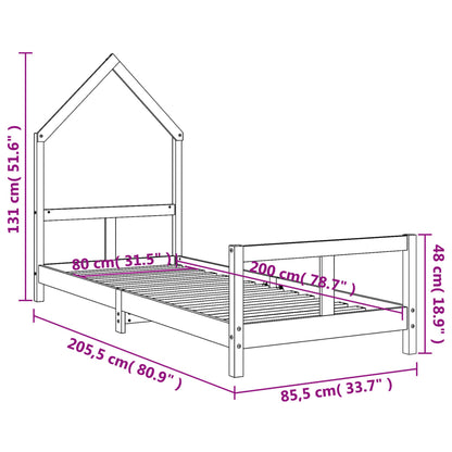 Kinderbedframe 80x200 cm massief grenenhout