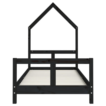 Kinderbedframe 80x200 cm massief grenenhout zwart