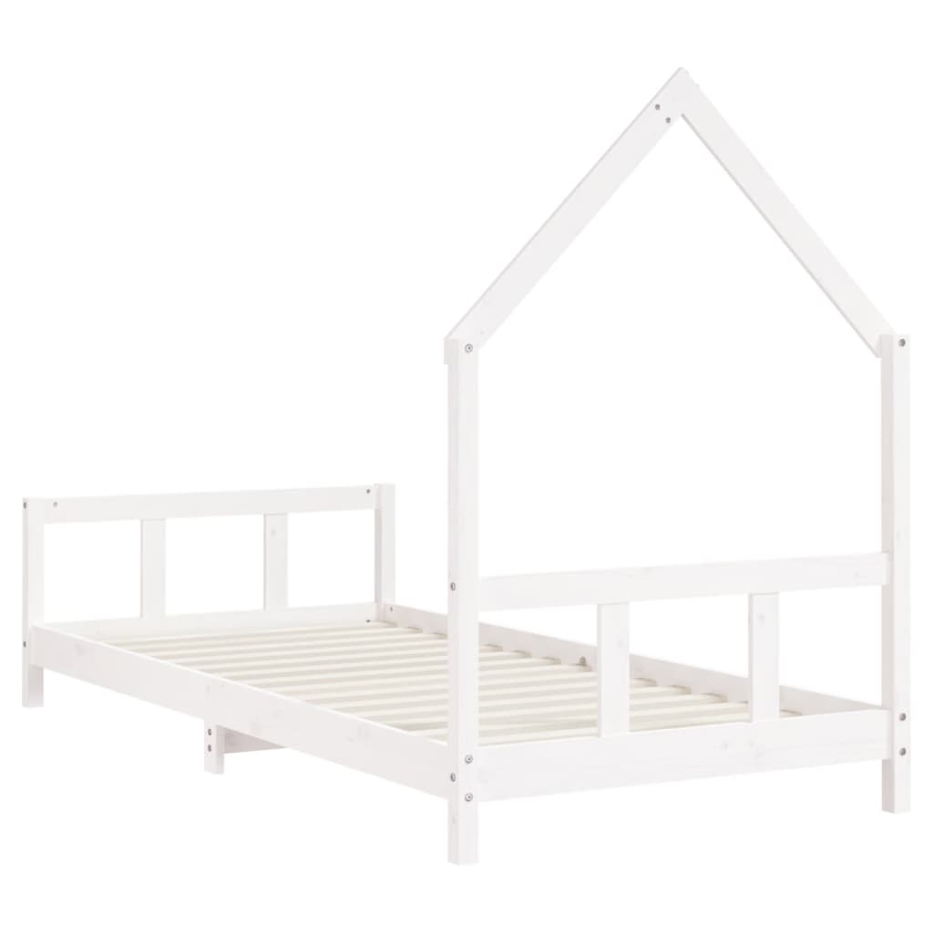Kinderbedframe 90x200 cm massief grenenhout wit