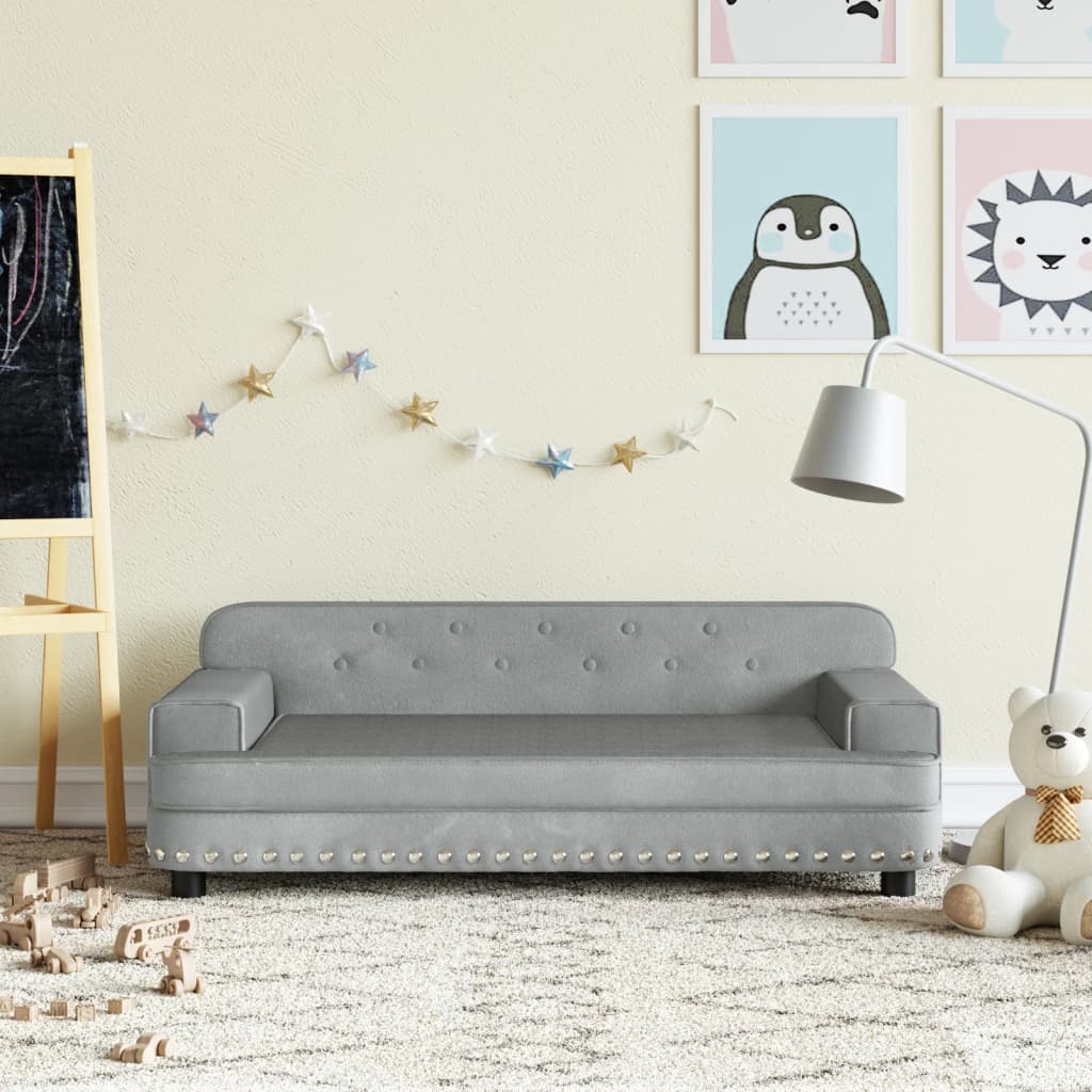 Kinderbank 90x53x30 cm fluweel lichtgrijs