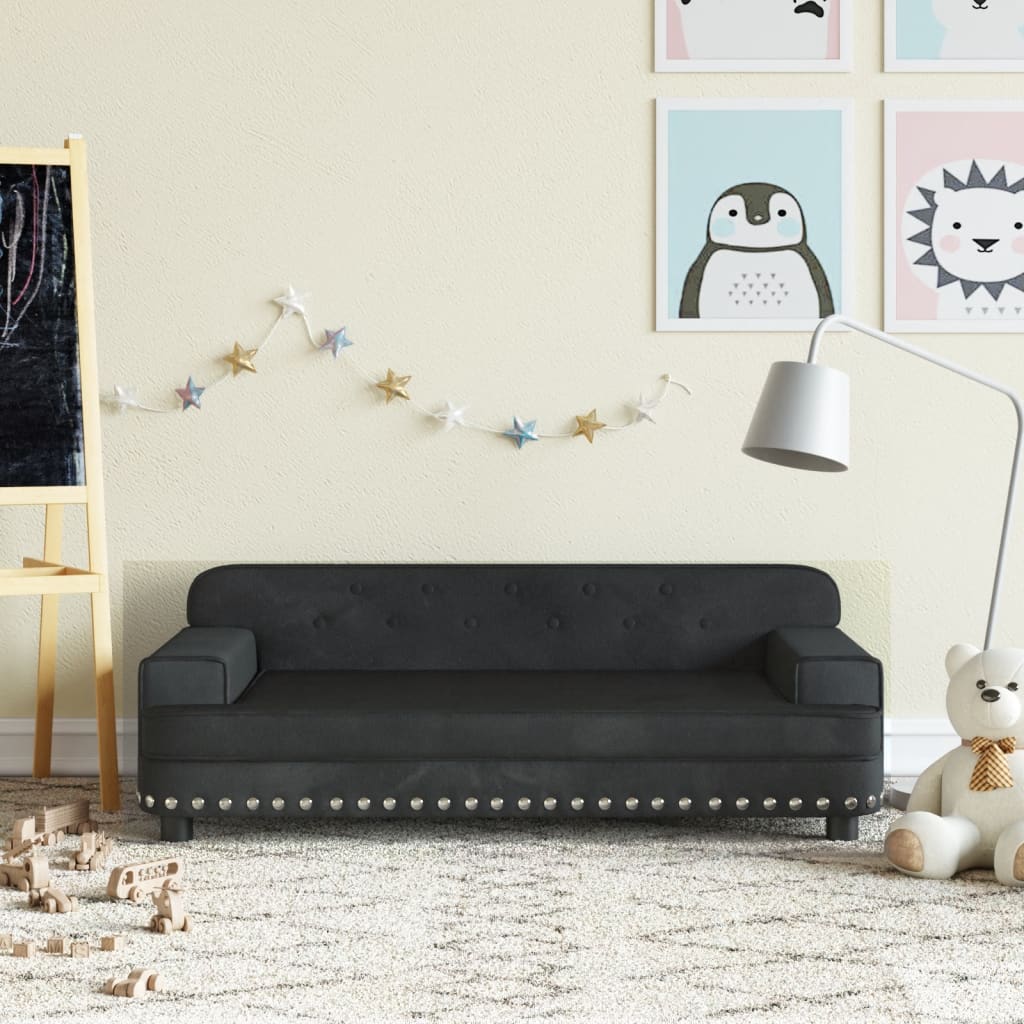 Kinderbank 90x53x30 cm fluweel zwart