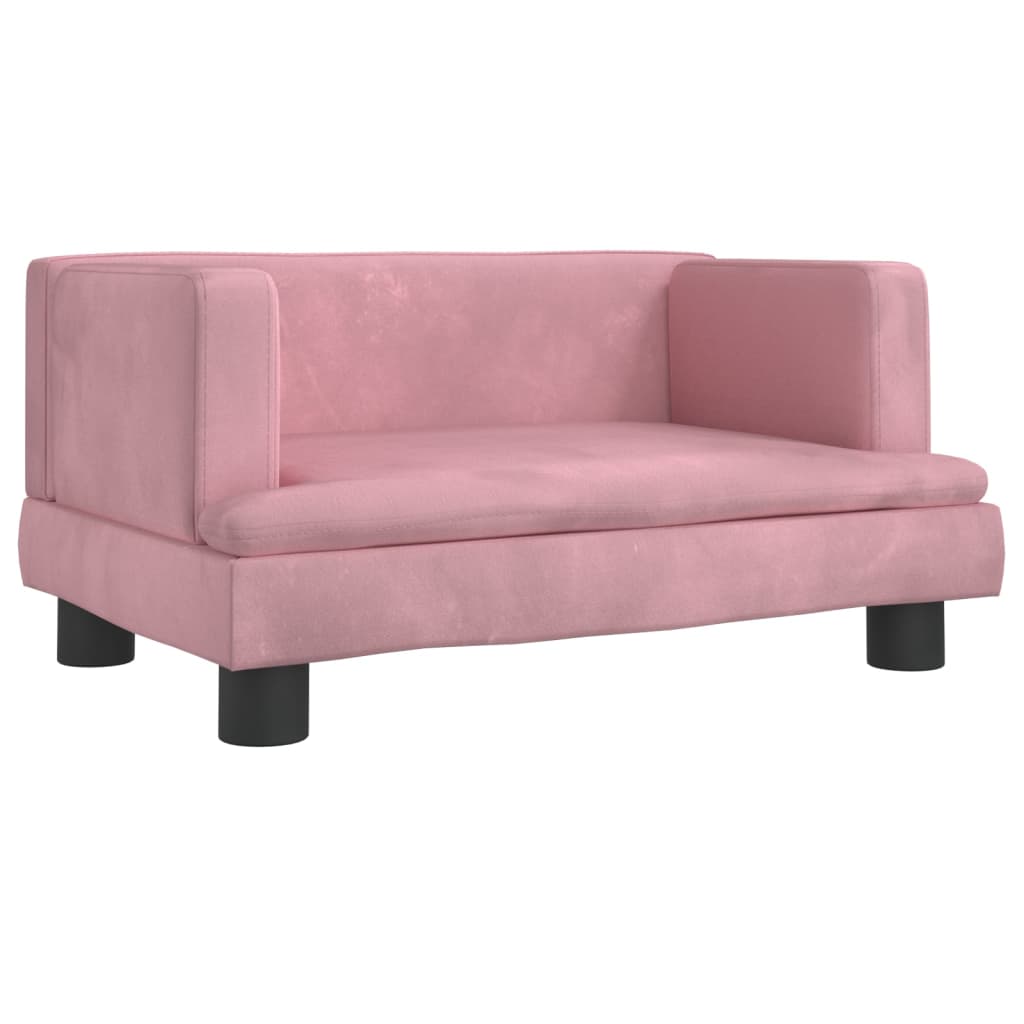 Kinderbank 60x40x30 cm fluweel roze