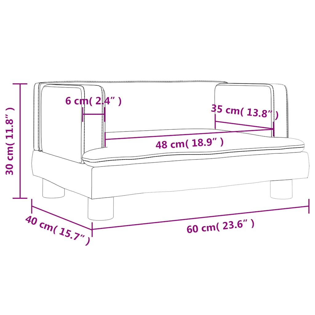 Kinderbank 60x40x30 cm fluweel roze