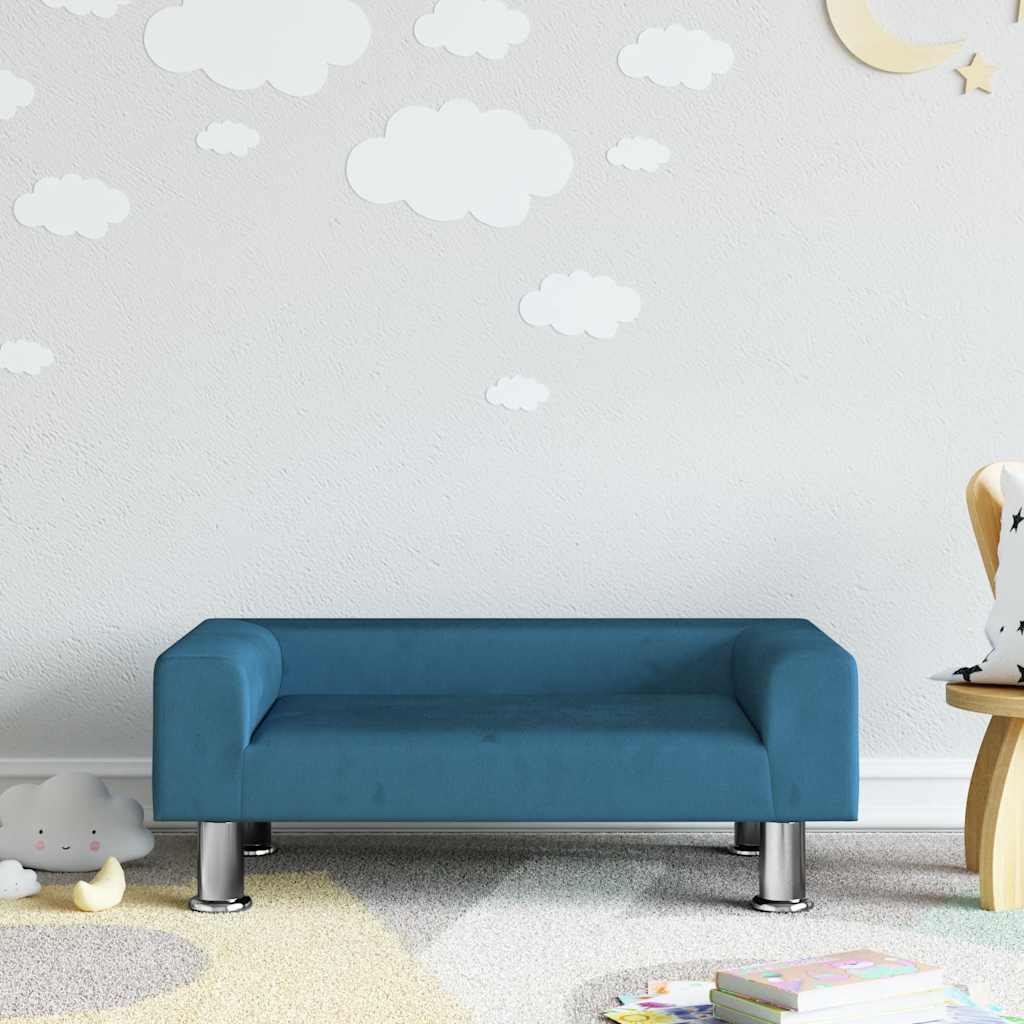 Kinderbank 70x45x26,5 cm fluweel blauw