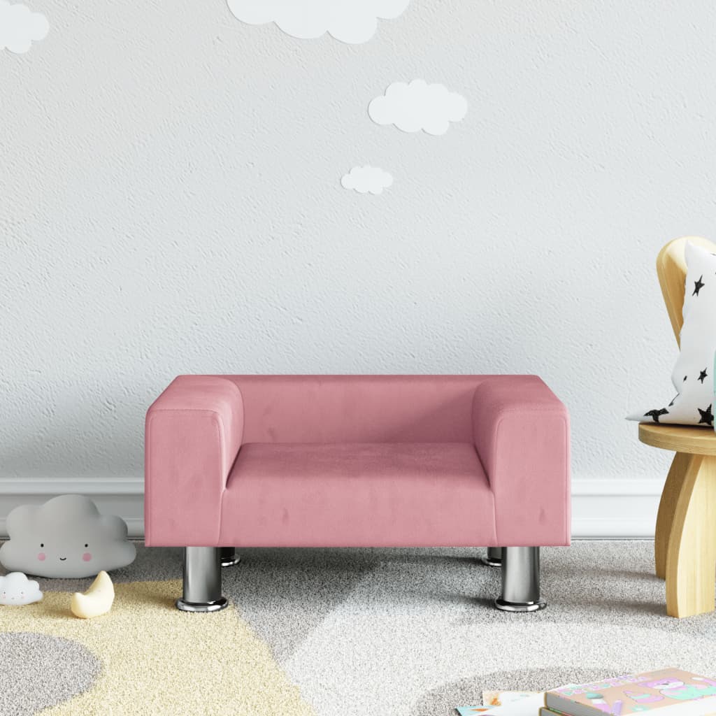 Kinderbank 50x40x26,5 cm fluweel roze
