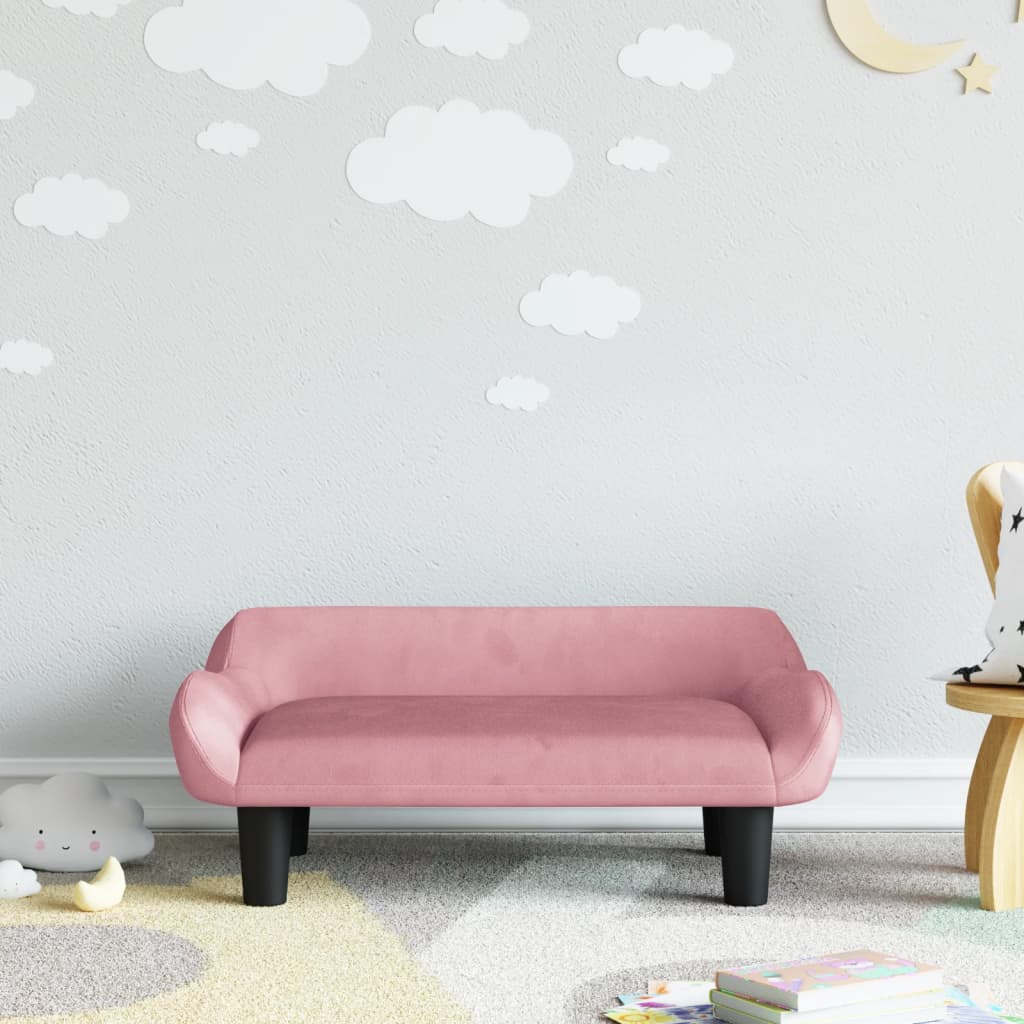 Kinderbank 70x40x24 cm fluweel roze