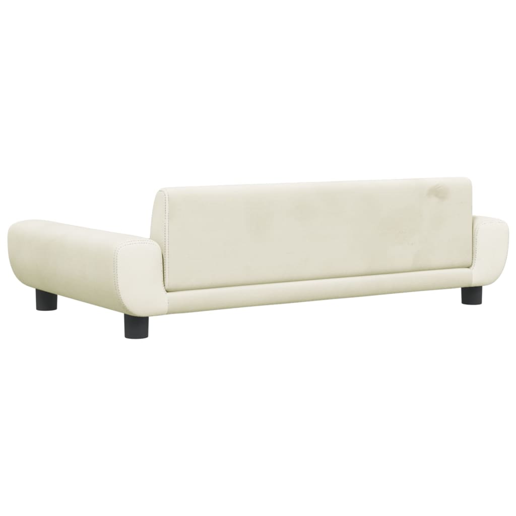Kinderbank 100x54x33 cm fluweel crèmekleurig