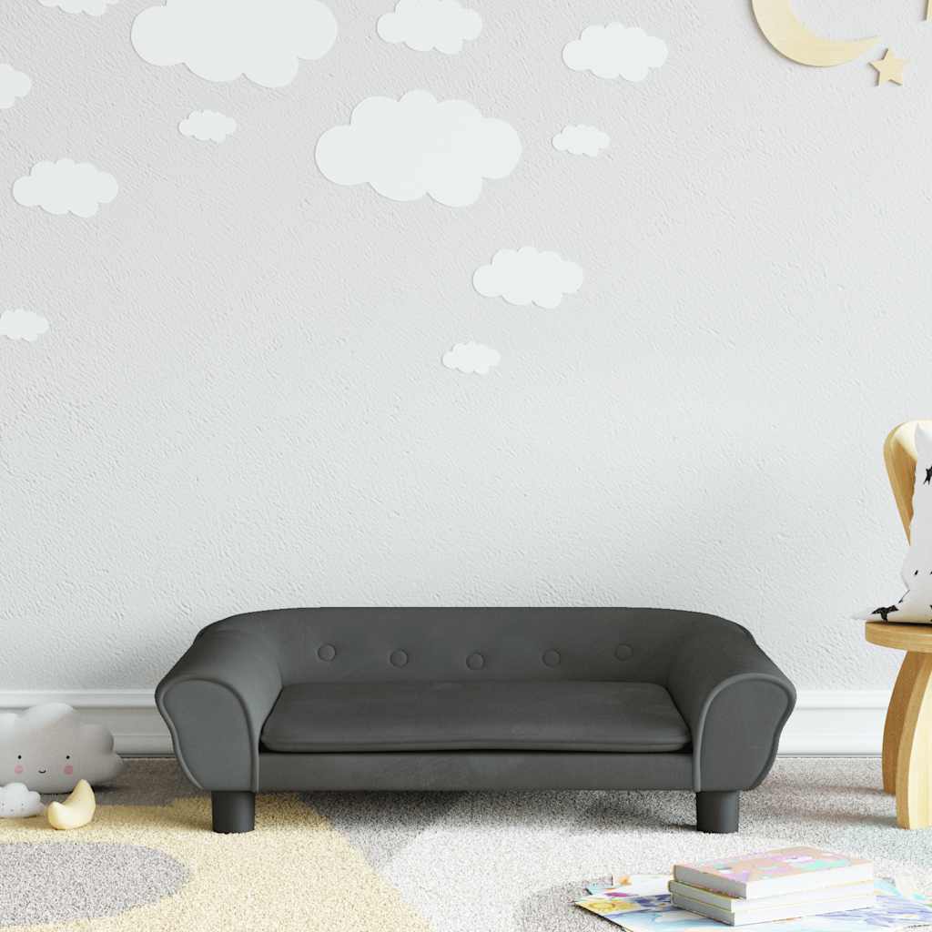 Kinderbank 70x45x26 cm fluweel donkergrijs