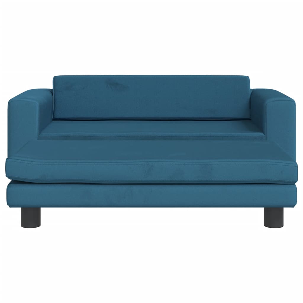 Kinderbank met voetensteun 100x50x30 cm fluweel blauw