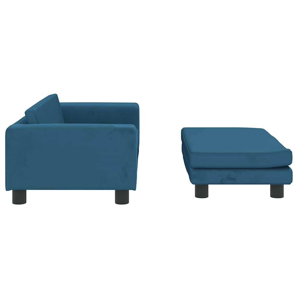 Kinderbank met voetensteun 100x50x30 cm fluweel blauw