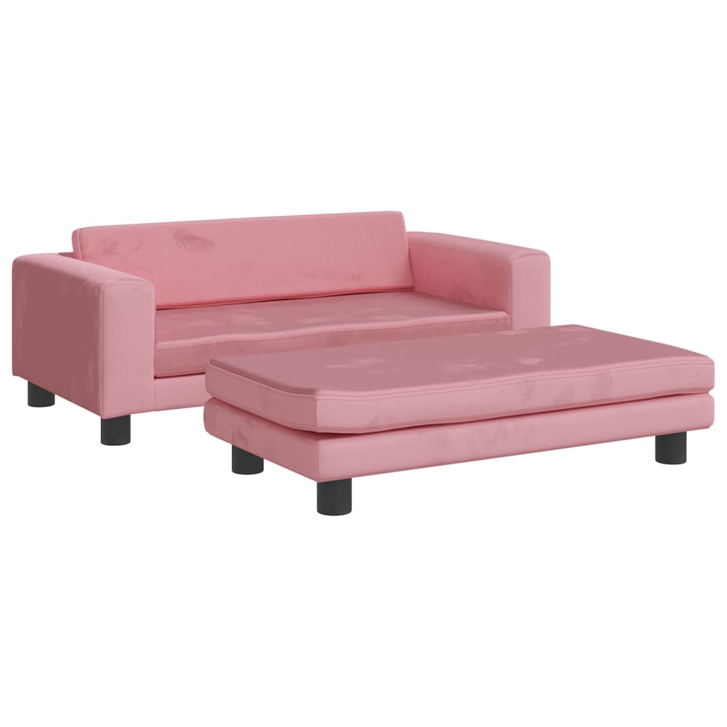 Kinderbank met voetensteun 100x50x30 cm fluweel roze