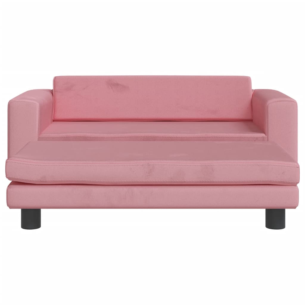 Kinderbank met voetensteun 100x50x30 cm fluweel roze
